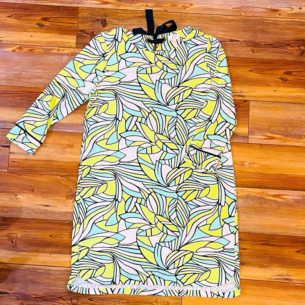 Women’s crown & ivy 3/4 Sleeve Soft Stretchy Dress Blue White Green Size M